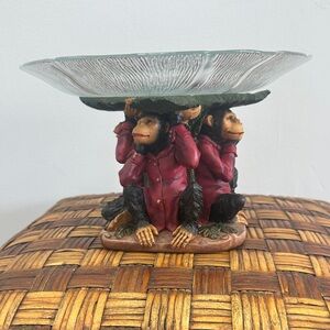 Monkey Trio Decorative Plate Stand
